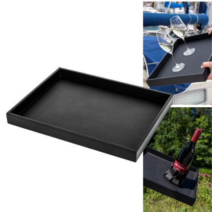 SILWY MAGNET METAL TRAY IN LEATHER LOOK BLACK - TA41531501