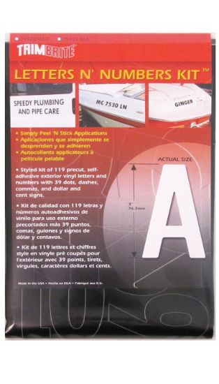 TRIMBRITE LETTER NUMBER KIT BLACK - T9421