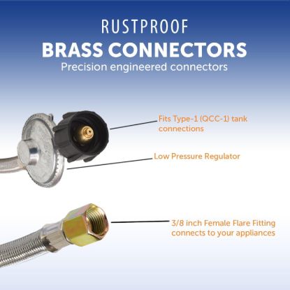 FLAME KING STEEL BRAIDED HOSE WITH REGULATOR - SSQCC38