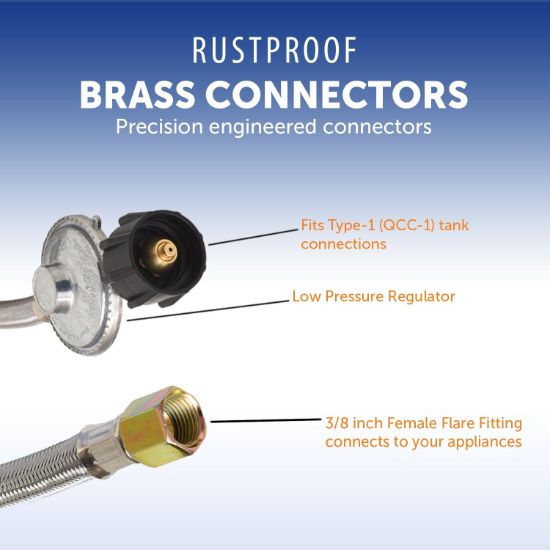 FLAME KING STEEL BRAIDED HOSE WITH REGULATOR - SSQCC38