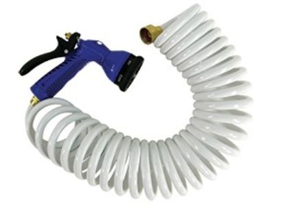 WHITECAP IND WHITE COILED HOSE W/NOZZLE - 15' - P0440