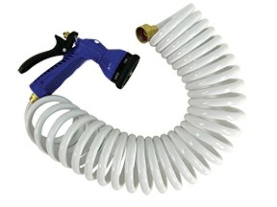 WHITECAP IND WHITE COILED HOSE W/NOZZLE - 15' - P0440