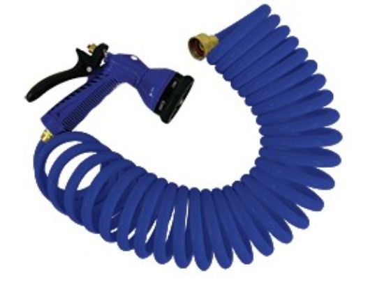 WHITECAP IND BLUE COILED HOSE W/NOZZLE - 15' - P0440B