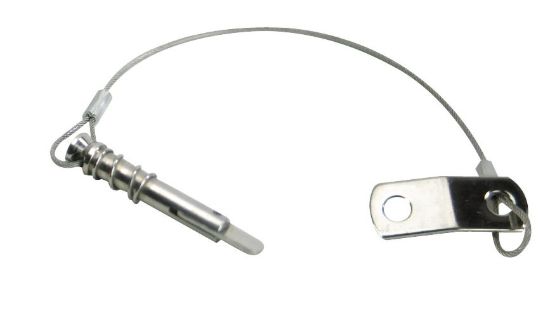 WHITECAP IND S.S. SPRING TYPE PIN &LANYARD W/TAB - S1021C