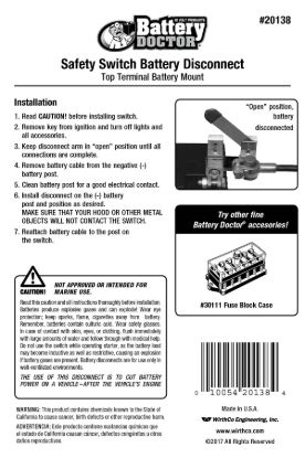 WIRTHCO KNIFE SWITCH-TOP POST - 20138