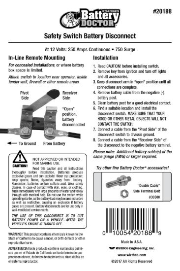 WIRTHCO KNIFE SWITCH IN-LINE - 20188