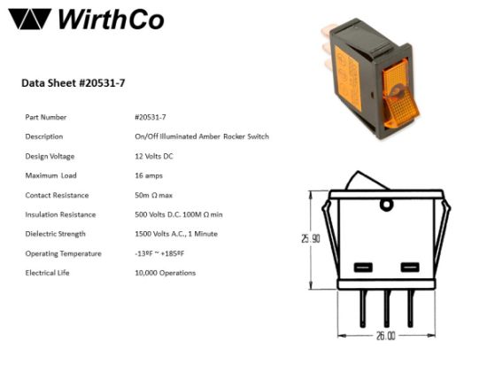 WIRTHCO ON/OFF ILLUMINATED AMBER - 20531