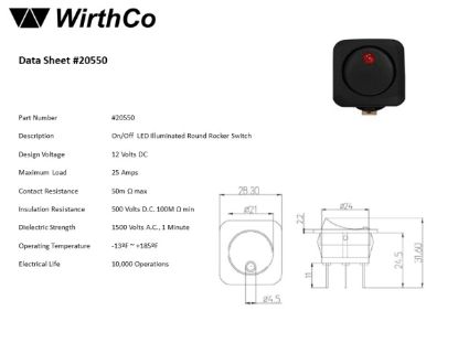 WIRTHCO RED LED ILLUMINATED ON/OF - 20550