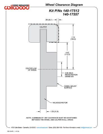 WILWOOD KIT FRONT AERO6-DM FORD B - 14017512DR