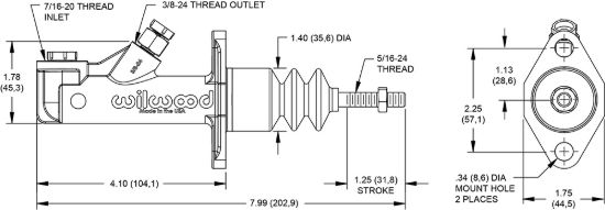WILWOOD GS REMOTE MASTER CYLINDER - .750' B - 26015091