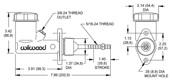 WILWOOD ALUMINUM MASTER CYLINDER - 2602636