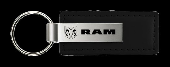 AUTO GOLD RAM BLACK LEATHER KEY FOB - KC1540RAM