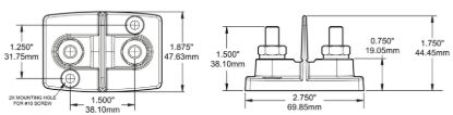 BLUE SEA POWERPOST DUAL 2 X 5/16IN STUDS W/ - 2016BSS