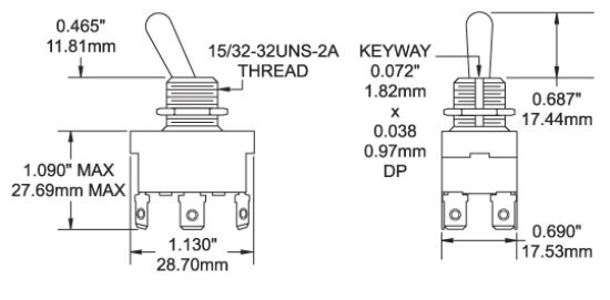 BLUE SEA SWITCH WD TOGGLEDPDT ON-OFF-ON - 4155BSS