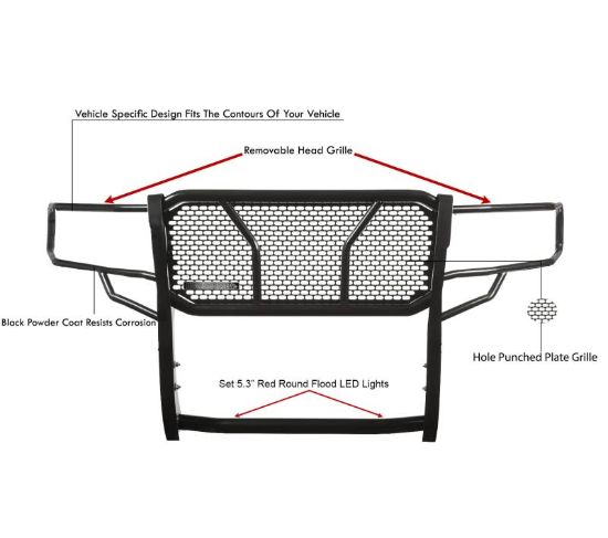 BLACK HORSE BLK RUGGED HD GRILLE GUARD KIT - OTA05BPLFR