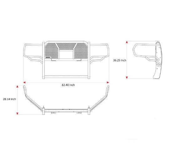 BLACK HORSE MODULAR RUGGED  GRILLE GUARD BLACK - RUDORA20B