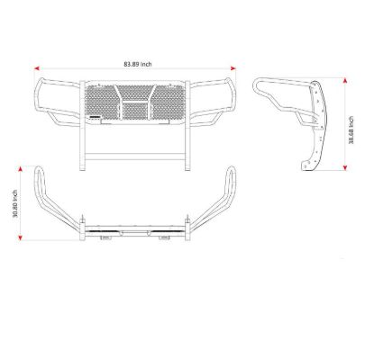 BLACK HORSE RUGGED HEAVY DUTY GRILLE GUARD - RUTOTU22B