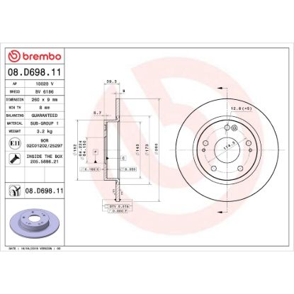 BREMBO DISCBRAKEROTOR SOLIDDISC - 08D69811