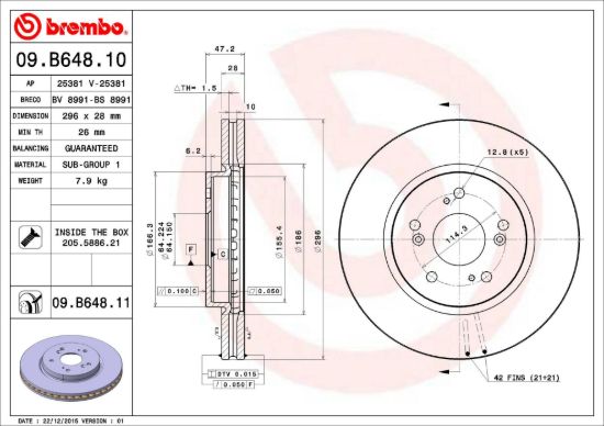 BREMBO DISC BRAKE ROTOR - 09B64811
