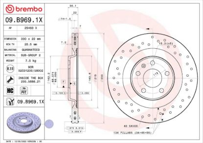 BREMBO BRAKE DISC - 09B9691X
