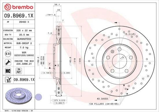 BREMBO BRAKE DISC - 09B9691X
