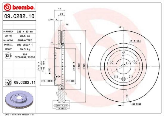 BREMBO DISC BRAKE ROTOR - 09C28211