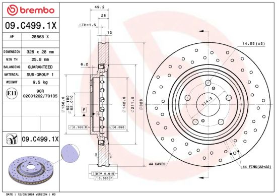 BREMBO BRAKE DISC - 09C4991X