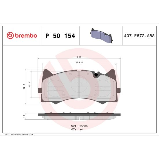 BREMBO BRAKE PAD - P50154