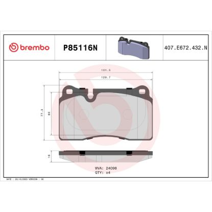 BREMBO DISC BRAKE PAD SET - P85116N
