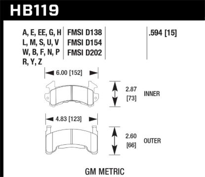 HAWK PAD15MMBLACKGM METRIC - HB119M594