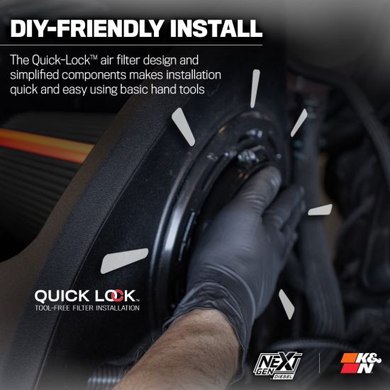 K&N FILTER NEXTGEN DIESEL DRYFLOW COLD AIR INT - 502613D
