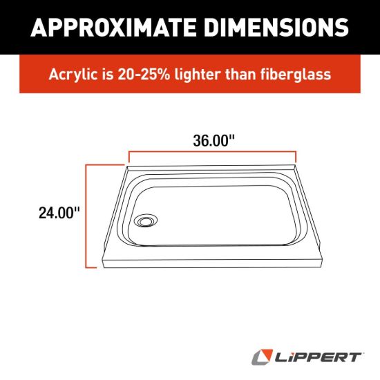 LIPPERT COMP WHITE 24X36 SHOWR PAN SPK - 210373