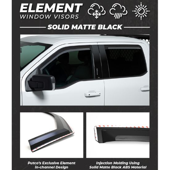 PUTCO ELEMENT MATTE BLACK WINDOW VISORS 1 - 680066