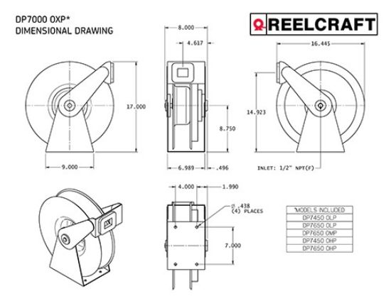 REELCRAFT SA HOSE REEL  3/8 X 50FT - DP7650OLP