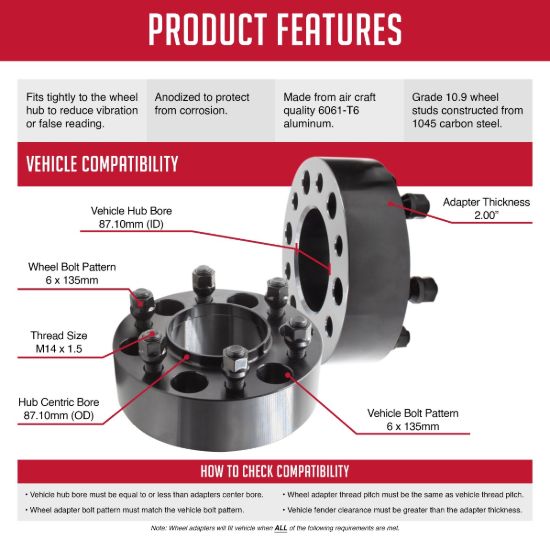 REVOLUTION WHL ADPTR 6/135MM-6/135MM 2'HUB CEN - 61356135HE