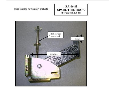 RACK'EM MFG SPARE TIRE CARRIER HOOK - RA16H