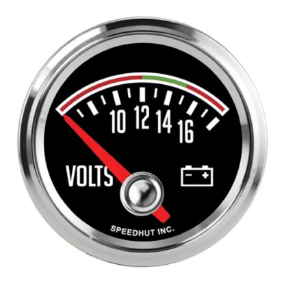 2-1/16in Classic Volt Gauge 6-18V Black Face