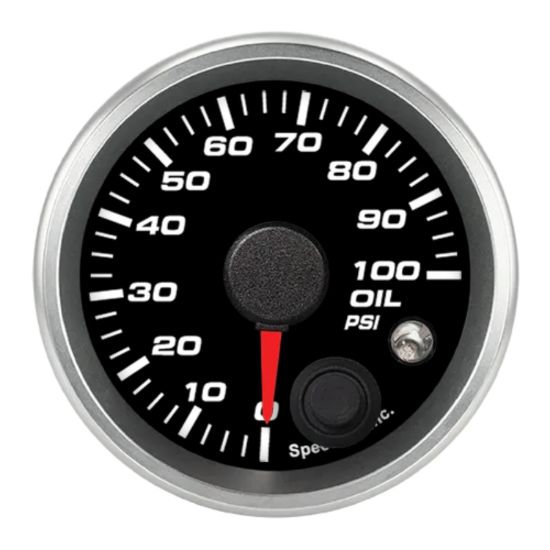 2-1/16in Oil Press Gauge 0-100psi w/warning light