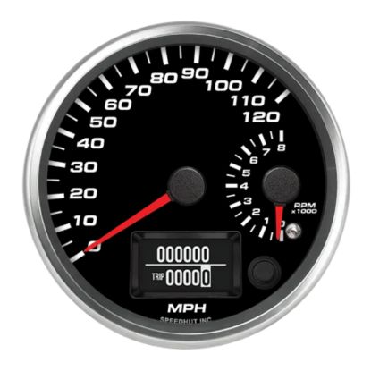 4in Dual GPS Speedo/Tach 120mph 8K RPM Black Face